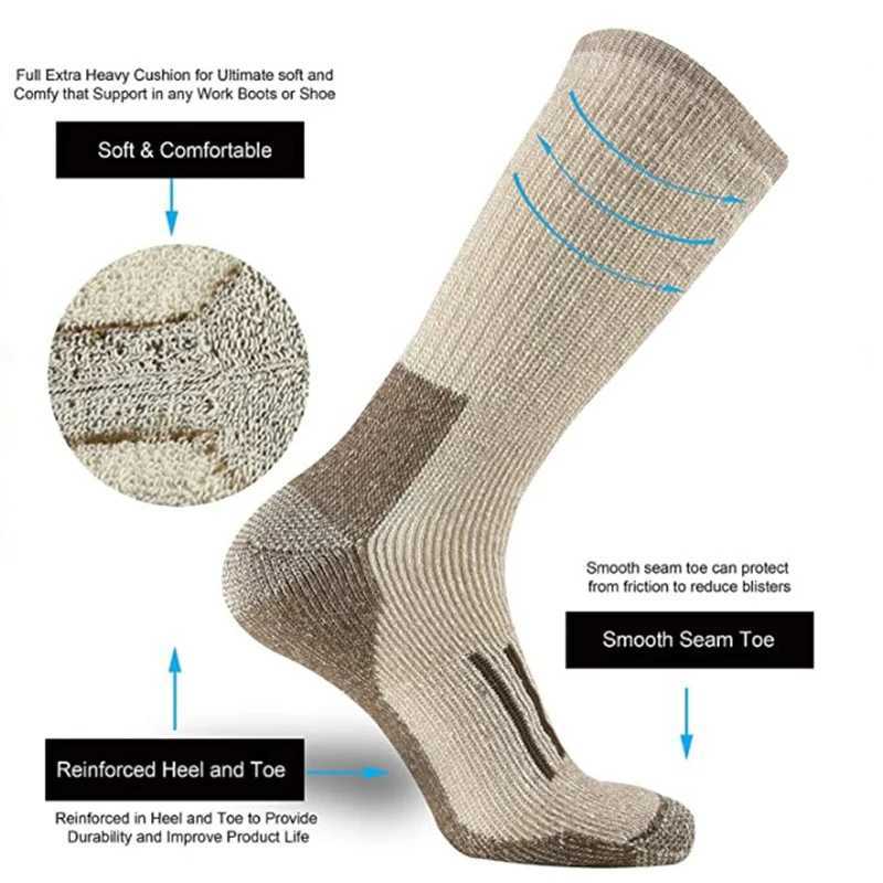 80 Merino Wool Socks For Men Women Thicken Warm Hiking Cushion Crew Socks Merino Wool Sports Socks Moisture Wicking Euro SizeW251011