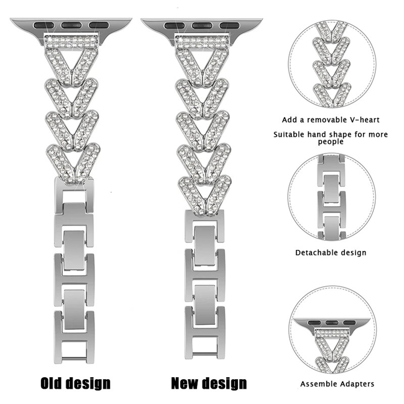 Diamond Metal Strap for Apple Watch 10 Band 46mm 42mm 41mm 4449mm 45mm 40mm Women Belt Bracelet 251010