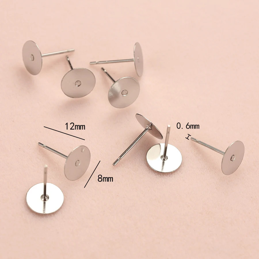 200pcslot Hypoallergenic Stainless Steel Earrings Studs Blank Base Post Ear Pins Findings Back For Diy Jewelry Making Parts 251008