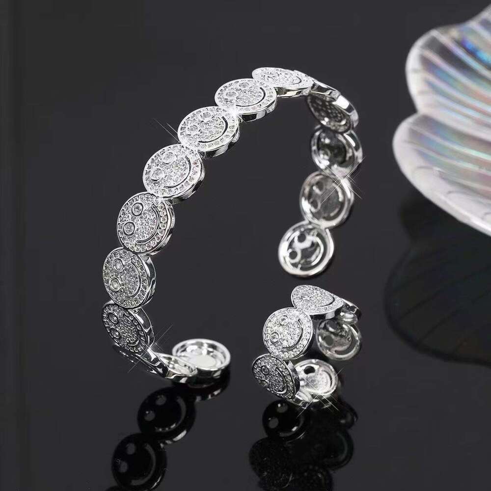 Smiley Face for Women, Ins Fashion Design, Trendy Personality Open Copper Bracelet