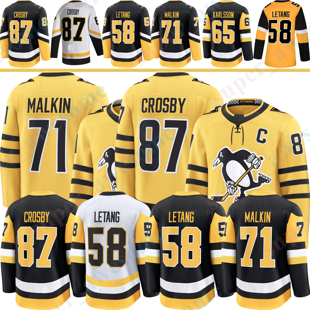 #87 Sidney Crosby pittsburgh hockey jersey penguin jersey Kris Letang Erik Karlsson Evgeni Malkin Bryan Rust Tristan Jarry Mathew Dumba Rutger McGroarty