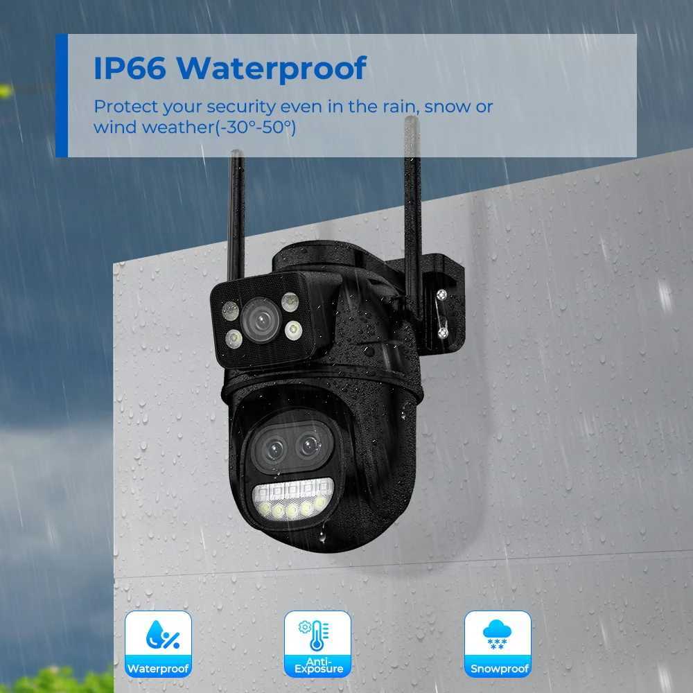 IP Camera 12MP 6K WiFi Outdoor Camera 8x Zo Three Lens Dual Sn Auto Tracking He Security CCTV Surveillance Camera ICSEE D251010