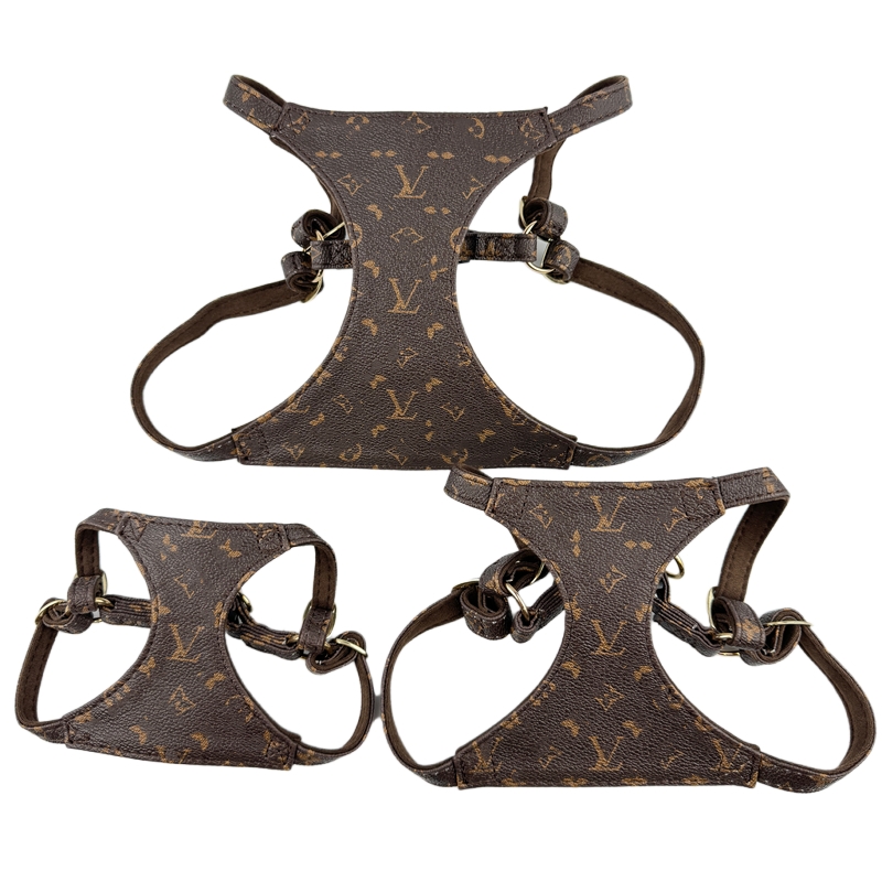 Step-in Dog Harness and Multifunction Dog Leash Set Designer Puppy Harness Soft Lightweight Padded Vest for Shih Tzu, Bichon Frise, Poodle, Papillon, Havanese Brown B317