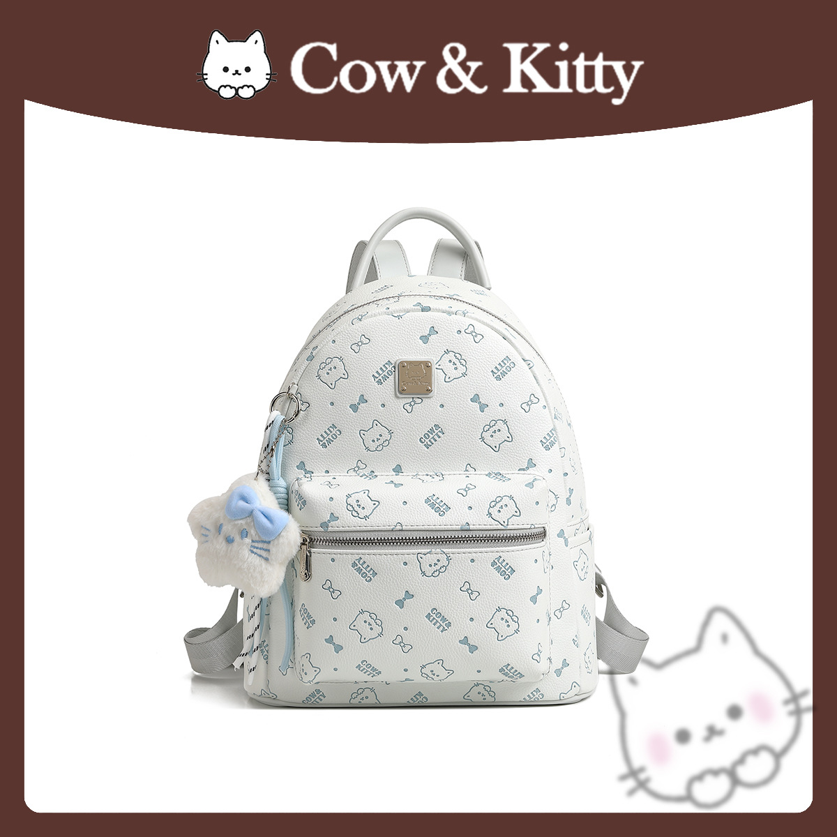 Cow & Kitty designer bag free shipping 2025 New Cartoon Printed Fashion and Leisure Large Capacity Backpack for Women pink blue