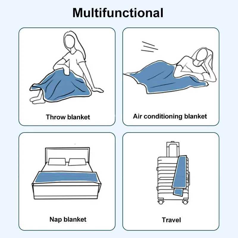 Luxury Flannel Travel Blanket for Airplane Lightweight Office Nap Soft Blanket Nonshedding and Colorfast Multipurpose Blankets C251011