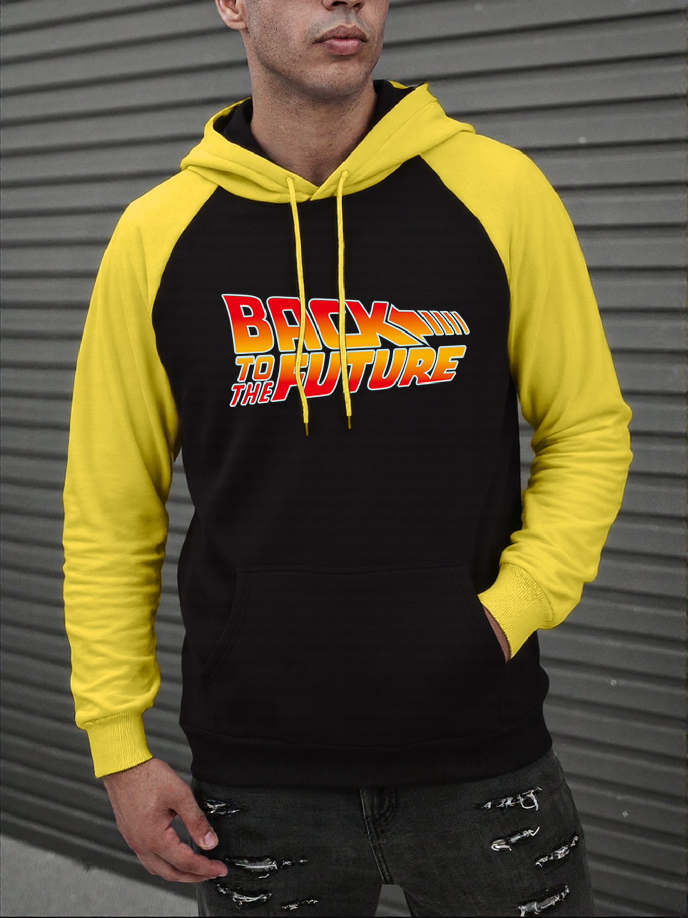 Back To The Future Pattern Man Clothes Simple Long Sleeved Raglan Hoodies Multicolor Hot Sale Hoodie Autumn Casual Streetwears