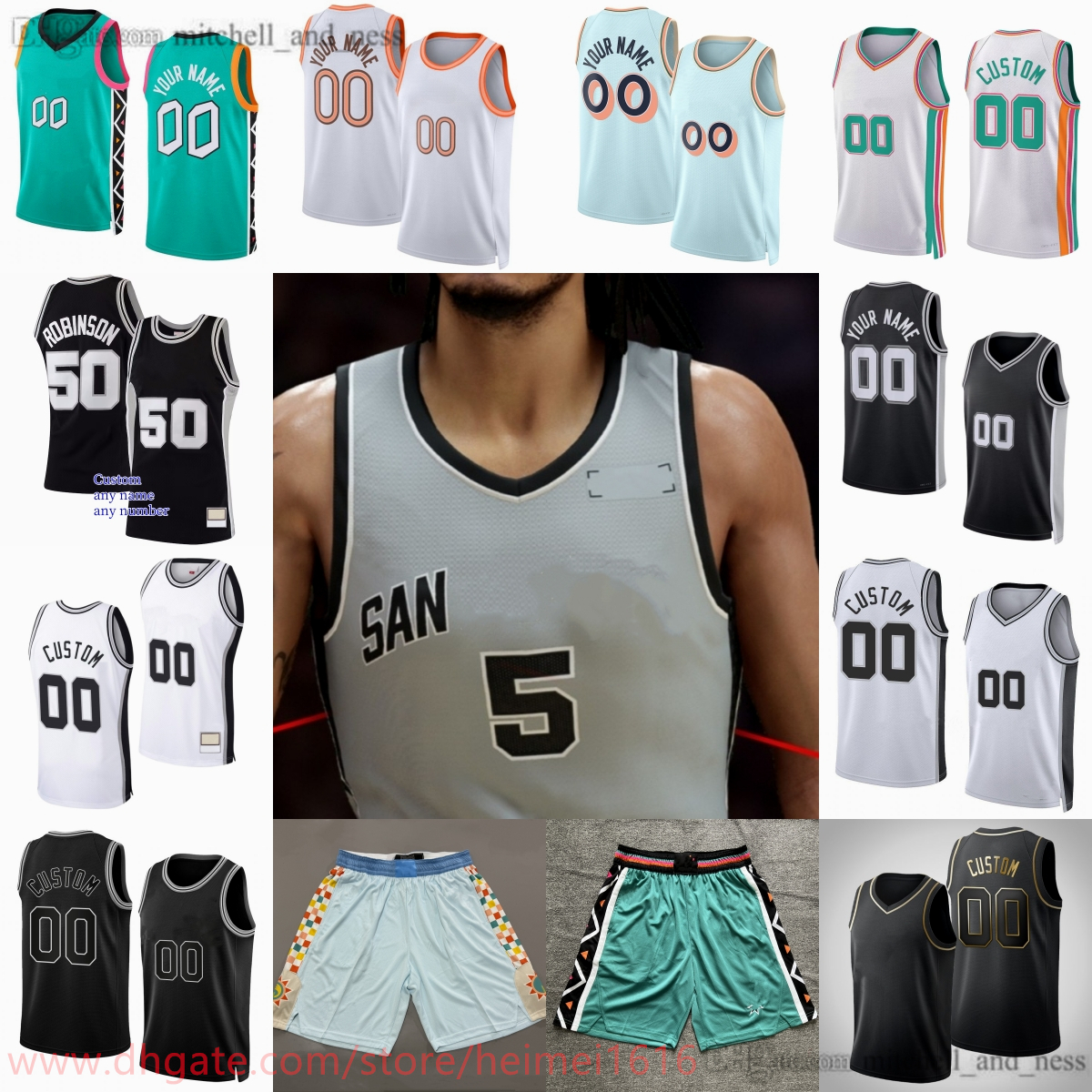Custom Printed 2026 New City Basketball 1 Victor Wembanyama Jersey 4 De'Aaron Fox 2 Dylan Harper 24 Devin Vassell Jeremy Sochan Johnson Duncan Rodman Ginobili Parker