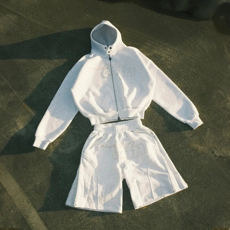 Y2K Trendy High Street Gothic Fashion Letter Printed Hooded Sweatshirt Sports Shorts Loose Academy Casual Grunge Couple Set 241203