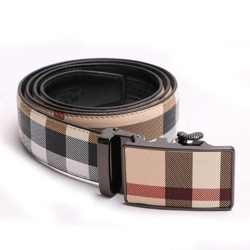 2024 New Wide 34mm Mens Stripe Leather Belt Fashion Mens Belt for Men Automatic Buckle Belt Male Business Leisure Belts Z251011