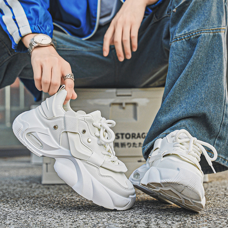 Designer Shoes Casual Sneakers White Black Trendy Versatile Durable Extra-Large Mens Height-Increasing Dad Shoes Size 39-46