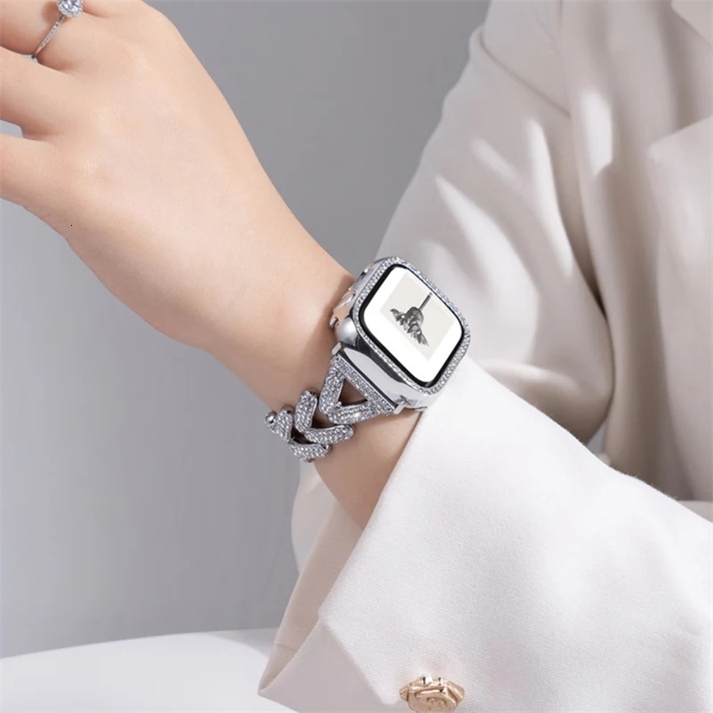 Diamond Metal Strap for Apple Watch 10 Band 46mm 42mm 41mm 4449mm 45mm 40mm Women Belt Bracelet 251010