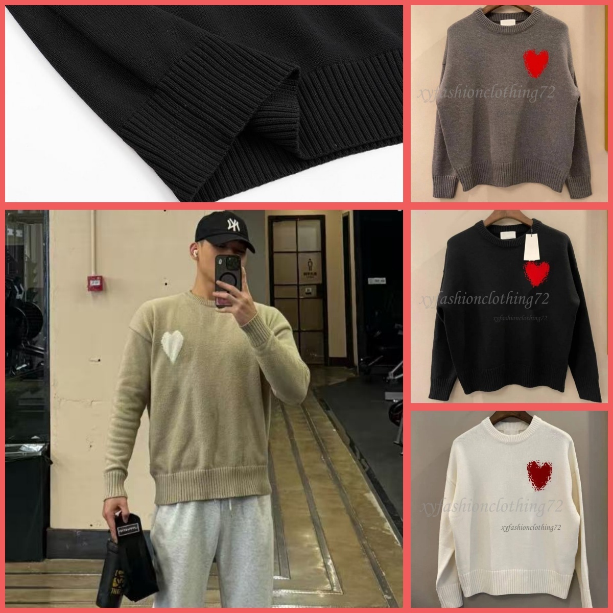Paris Sweater Designer amiity Jumpers for Men Women Cardigan Knitted Sweats Fashion Knitwear paly European High Street Crew Neck Pull Casual Knit Clothes h5 98