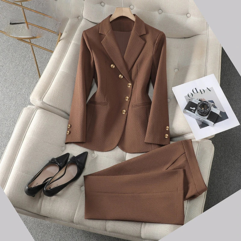 Business chic womens single chest jacket set pants 2piece formal office plus size 241115