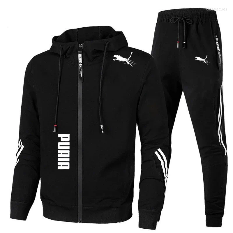 Men's Tracksuits Spring Autumn Tracksuit Set Long Sleeve Hoodie And Joggers 2-Piece Fitness Running Sportswear Casual Clothing