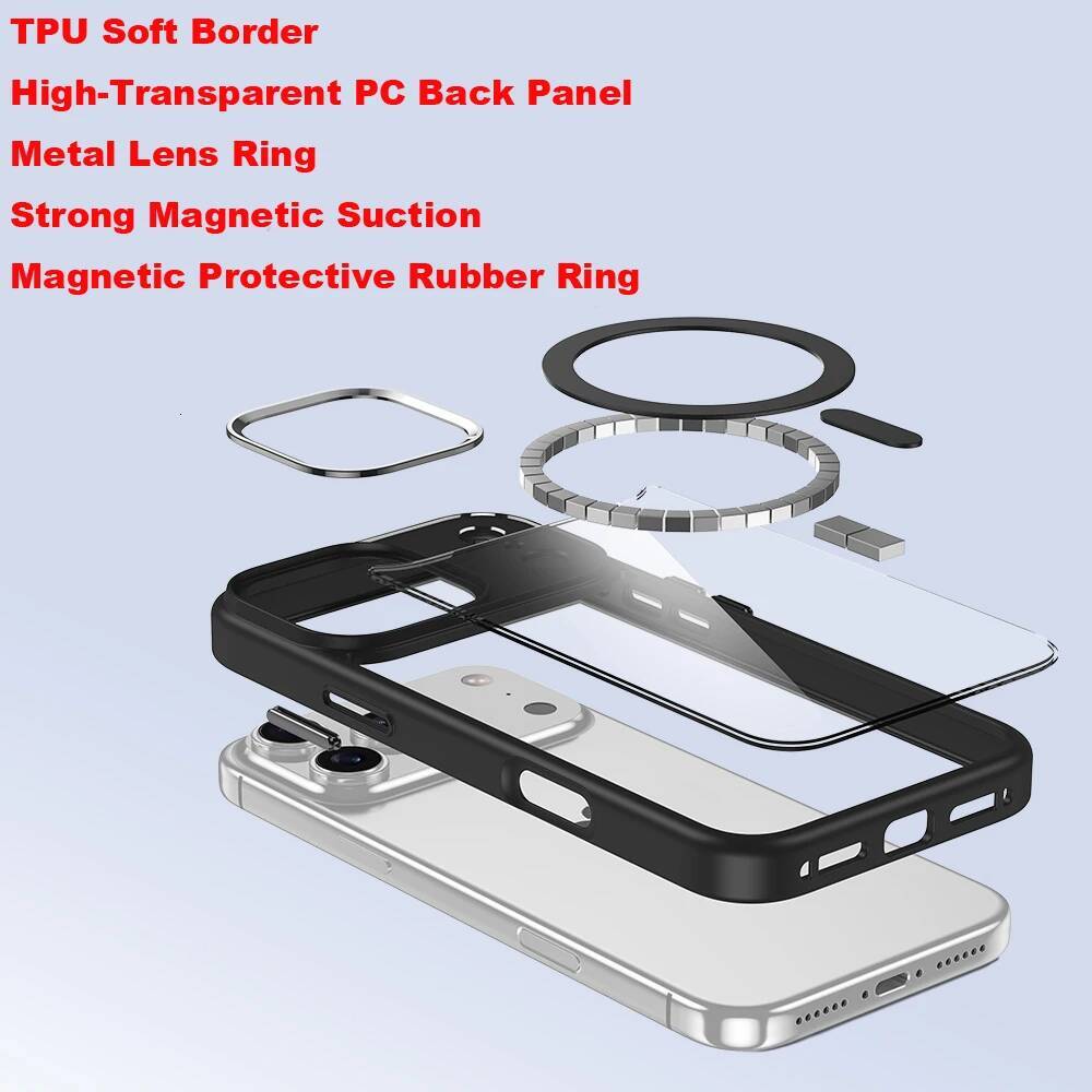 HD Transparent Shockproof Bumper Case iPhone Air 17Pro 17 Pro Max For Magsafe Magnetic Wireless Charge Back Cover