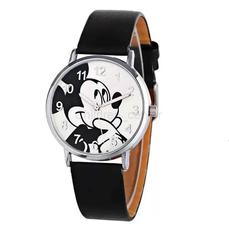 Disney Mickey Cartoon Childrens Watch Fashion Watch PU Leather Strap Quartz Watch Boys and Girls Student Birthday Gift H251011