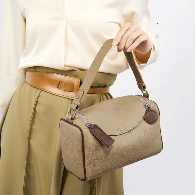 Luxury bag Women s First Layer Cowhide Pillow Female Texture Single Shoulder Crossbody Versatile Simple Boston Underarm Bag