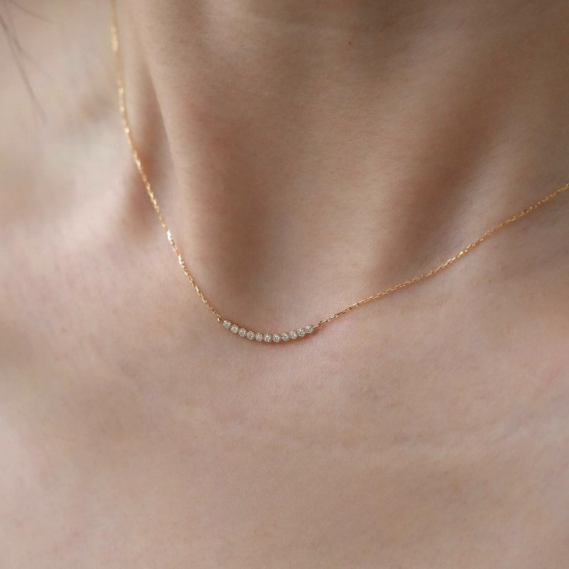 Necklace Fine Jewellery Jewellery 925 Sterling Silver Smile Mini Row Cubic Zirconia 1 Collarbone Chain for Daily Wear Special Occasion Gift High Quali