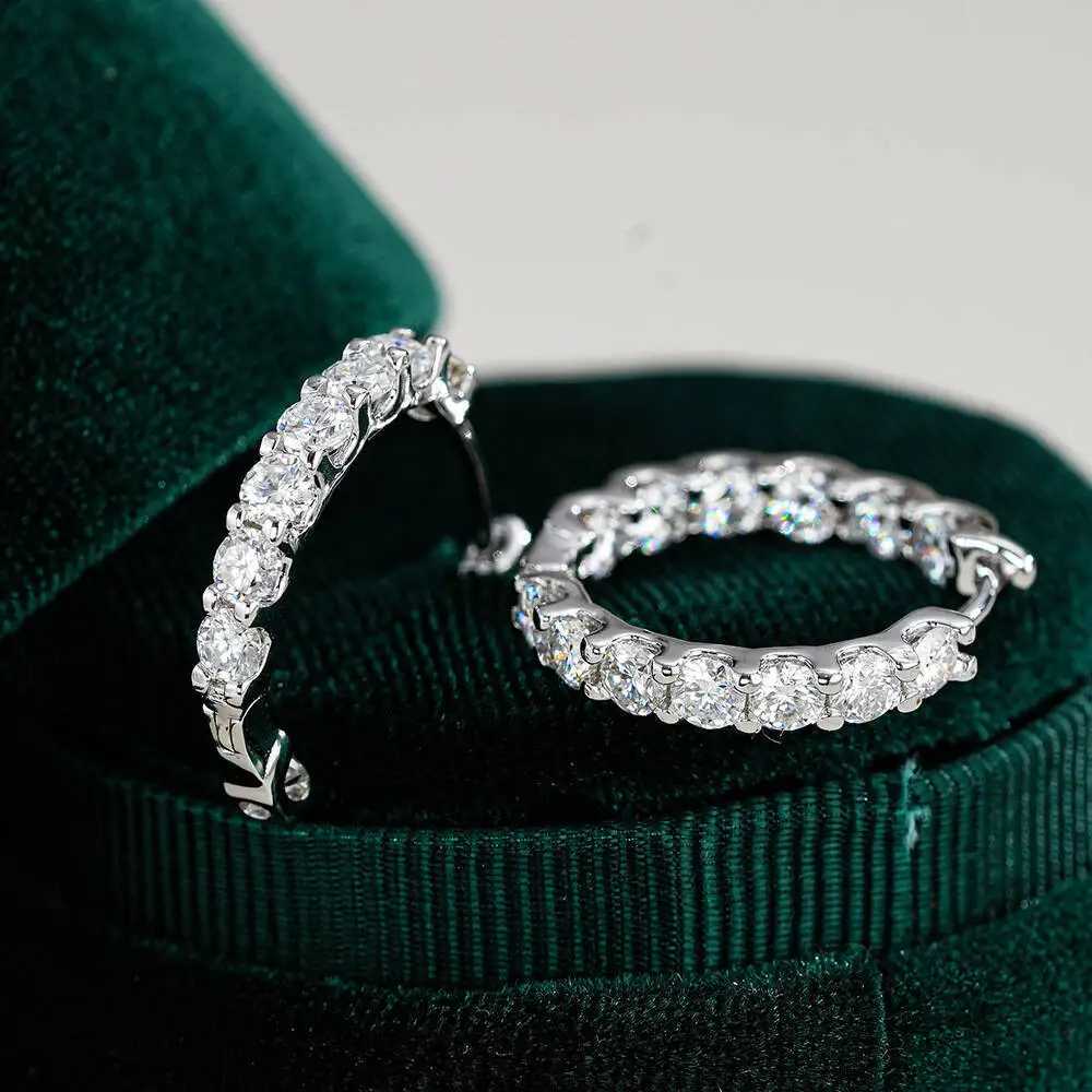 TY 26Ct D Color Moissanite 925 Sterling Sliver Plated White Gold Hoop Earring For Wen Wedding Party Jewelry X251011 - view 5