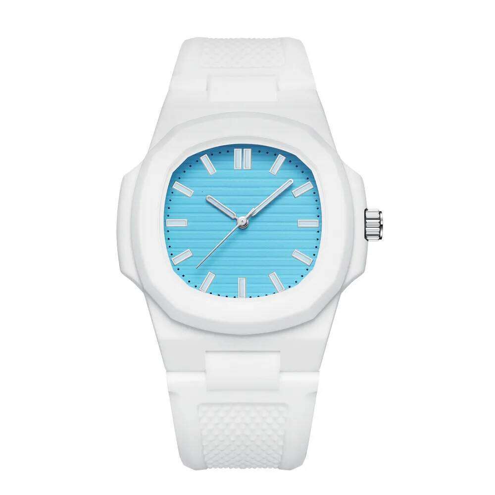 Square Stripe Colorful Silicone Men's Watch Brand Waterproof Quartz Sports Couple Watch Lover Gift
