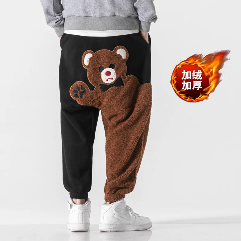 Bear wool pocket mens work pants straight Trouser street clothing sports autumn item 241115