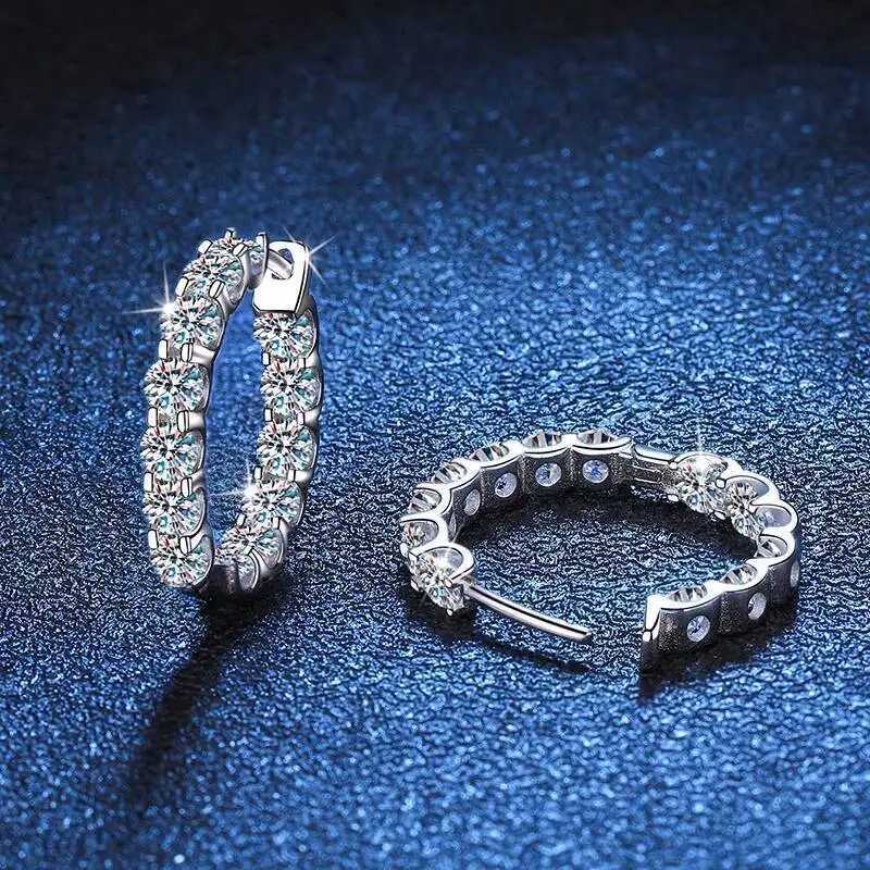 TY 26Ct D Color Moissanite 925 Sterling Sliver Plated White Gold Hoop Earring For Wen Wedding Party Jewelry X251011 - view 6