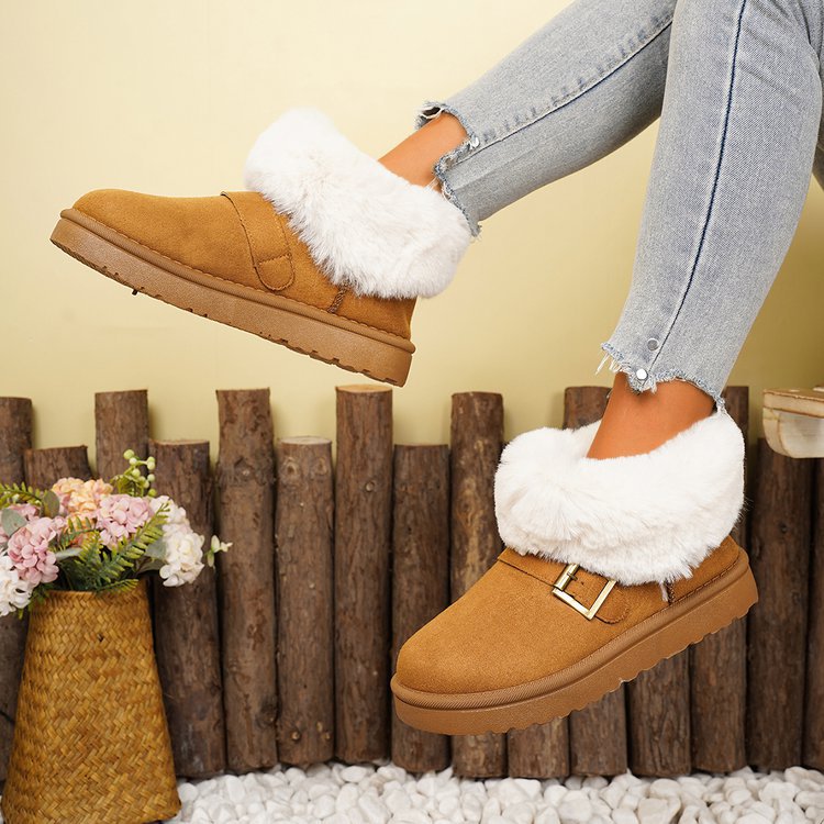 Free shipping designer Boots New velvet thickened warm short tube cotton shoes for women round toe thick soled snow boots