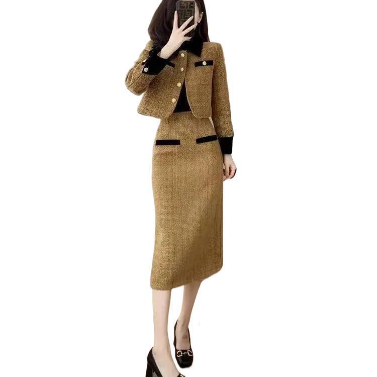 2025 Autumn/Winter New Black Short Wind Jacket Two Piece Set Women's Top Luxury Designer Jacket Autumn/Winter design New Fashionable Set Skirt