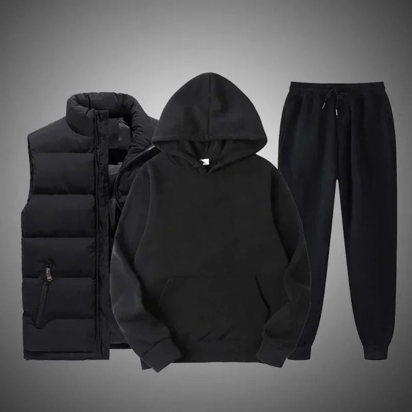 Winter Hoodie Set Mens Fashion Wool Black Sports Pants Casual Jogging Shirt Womens Zipper 3XL 241008