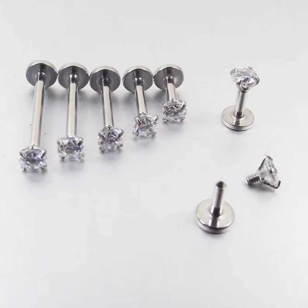 2PC Labret Tragus Stud Earrings 16G Surgical StainlESS Steel CZ Crystal Monroe Helix Cartialge Conch Lip BoDY Piercing X251011