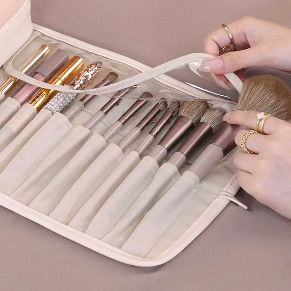 New PU Leather Makeup Bag Outdoor Travel Folding Cosmetic B Organizer Pencil Storage Waterproof Makeup Toiletry Bag D251011