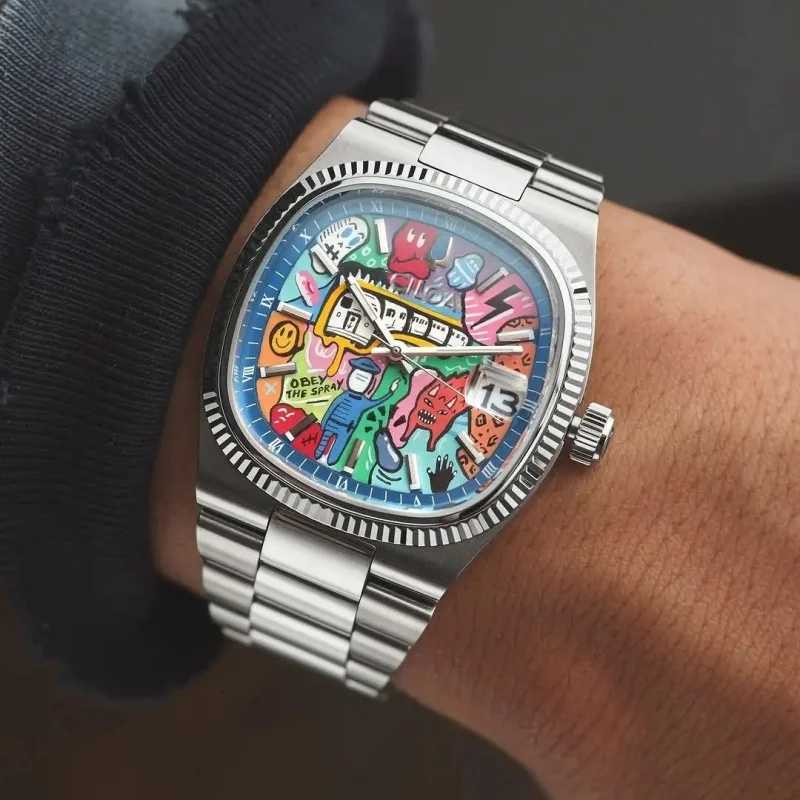 Square retro watch for men light luxury brand genuine gift 2025 new stainless steel strap waterproof quartz watch Y251011