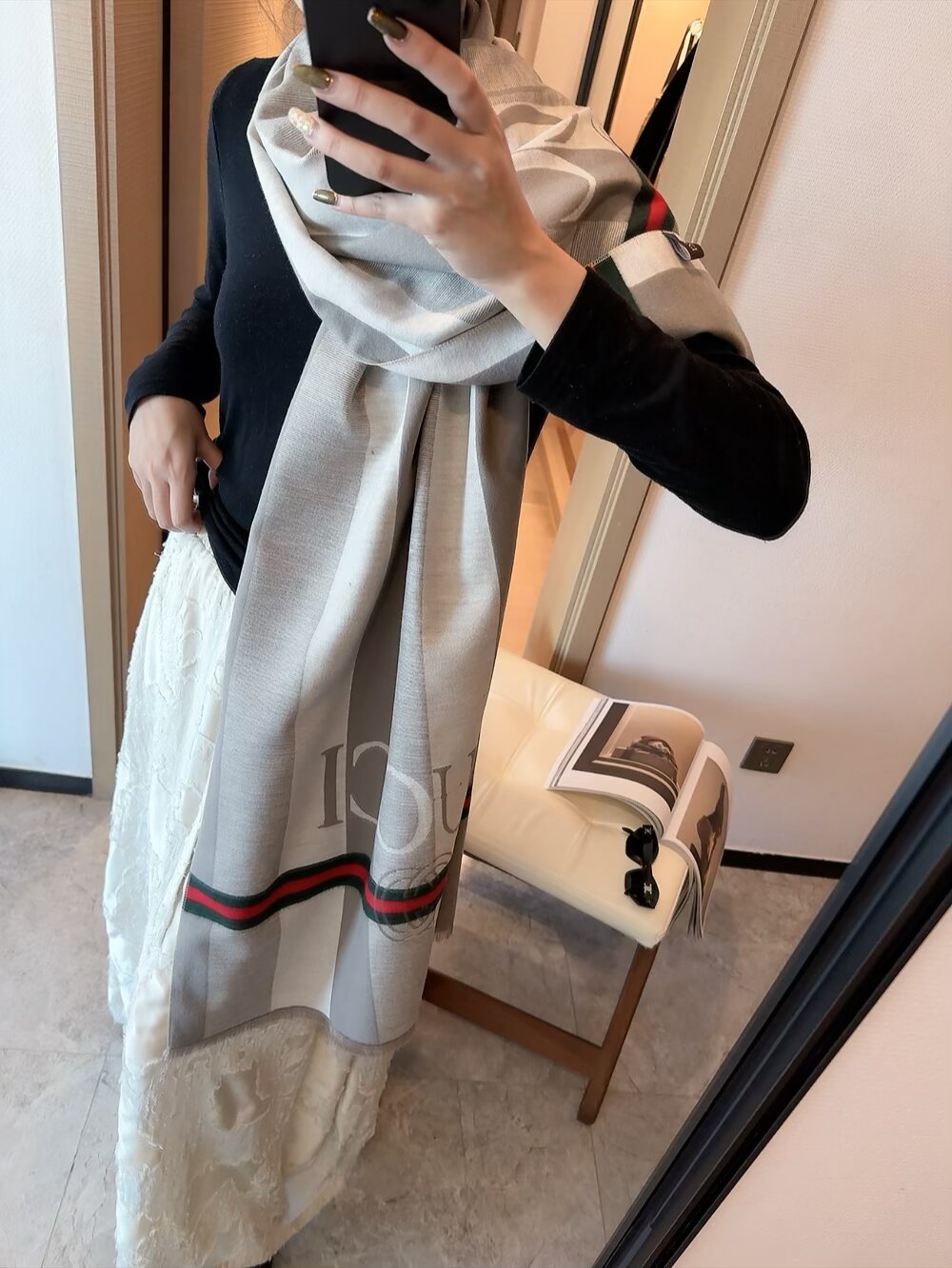 for Jacquard Designers Women Cashmere Famous Brand Designer Knit Scarves Quality Classic Letters Lady Scarf Fashion Lapel Head