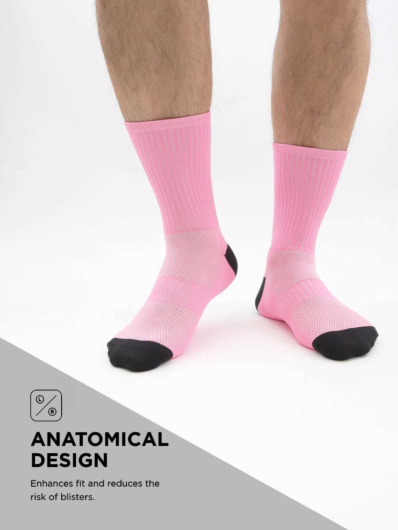 1 Pair Cycling Socks Compression Athletic Crew Running Socks Mens Womens Hiking Riding Bike Workout Climbing SportsW251011