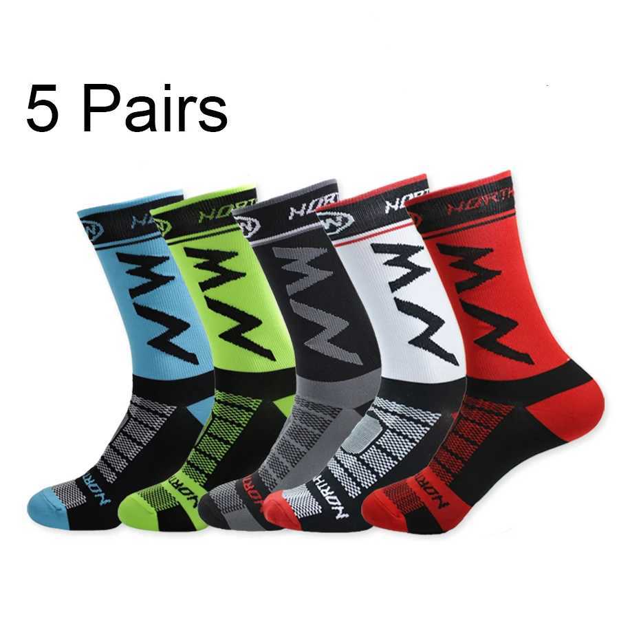 5 Pairs Outdoor Sports Socks Bicycle Socks Professional Football SocksTraining Basketball Socks Breathable And ComfortableW251011