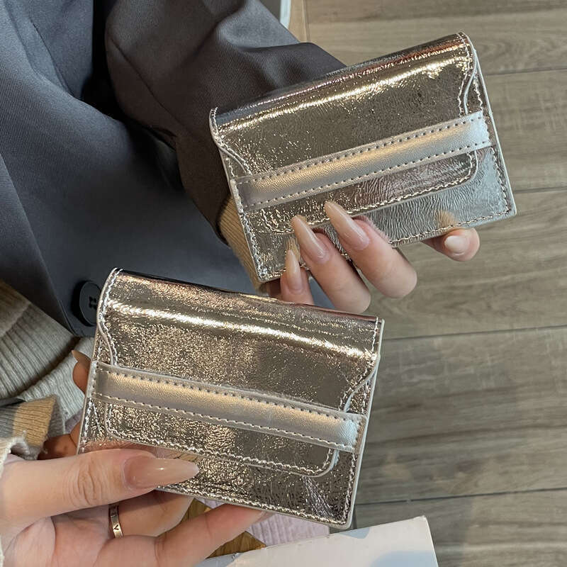 Genuine Leather Women's First Layer Cowhide Large Capacity Multi-Card Slot Silver Ins Case New Fashion Simple Card Holder