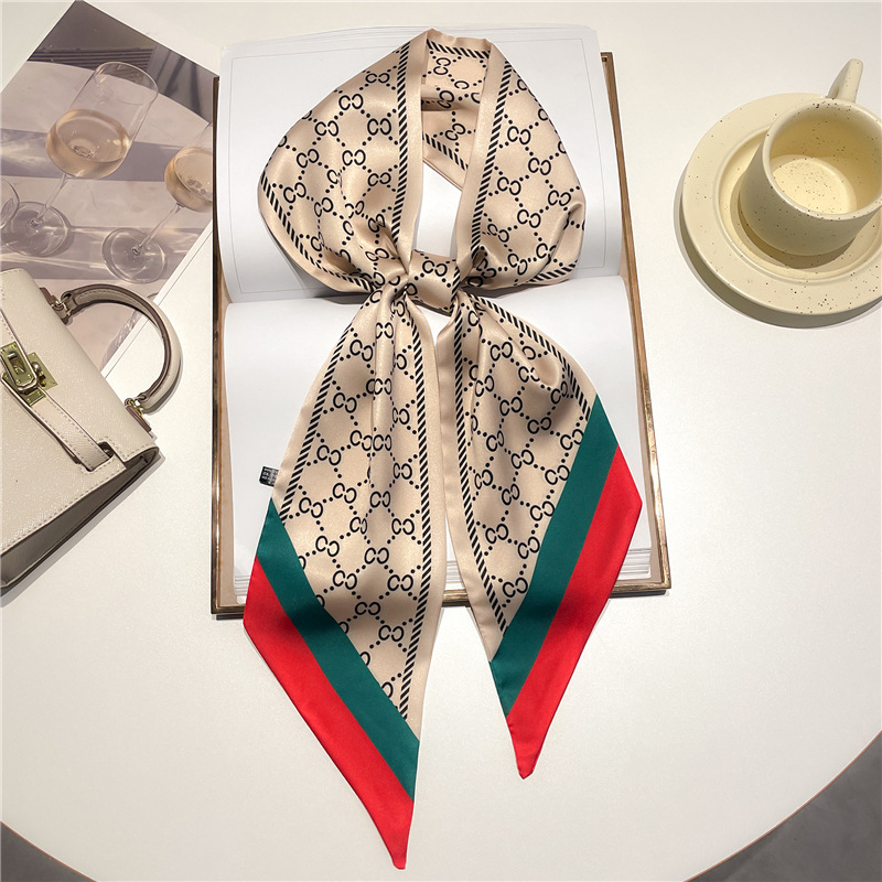 46tyle Fashion Designer Scarf Luxury Printed Letter Silk Scarf Women's Handbag Scarf Size 147X13.5cm