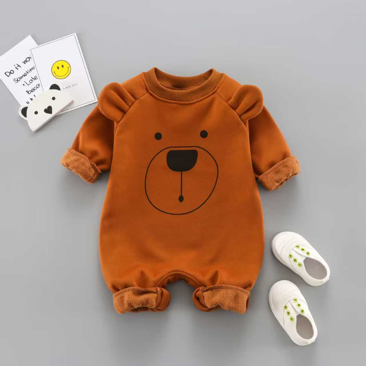 Baby jumpsuit with fleece hoodie for outdoor climbing