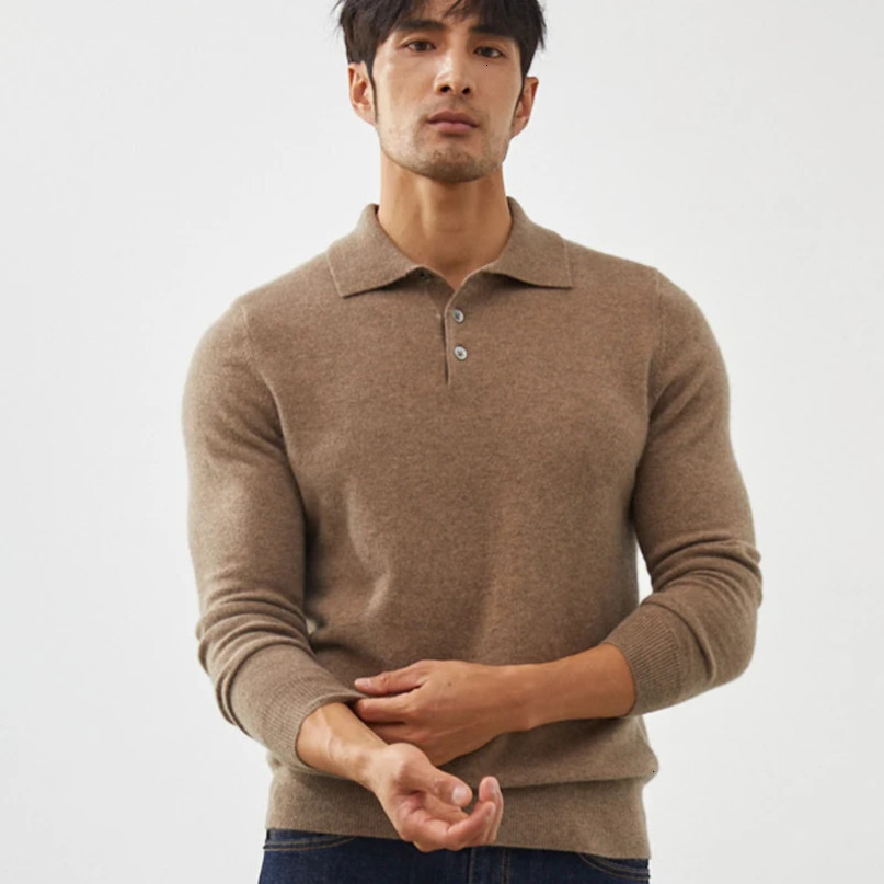 Alevel 100% pure cashmere sweater mens polo neck knitted pullout autumn and winter fashion Korean version jacket 241115