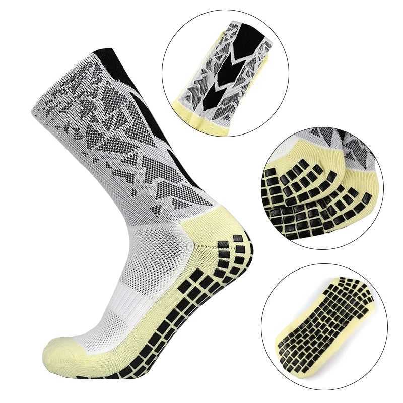 2 Pairs AntiSlip Silicone Bottom Football Socks and Sports Leg Sleeves Set Men Women Breathable Soccer Cycling Sports SocksW251011