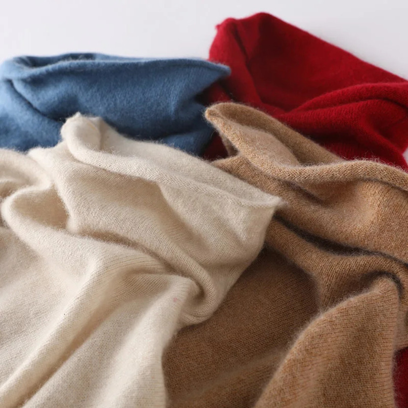 100%Merino Pure Wool Sweater Womens AutumnWinter Long Sleeve High Neck Pullover Warm Quality Solid Color Basic Knit Jumper 241021