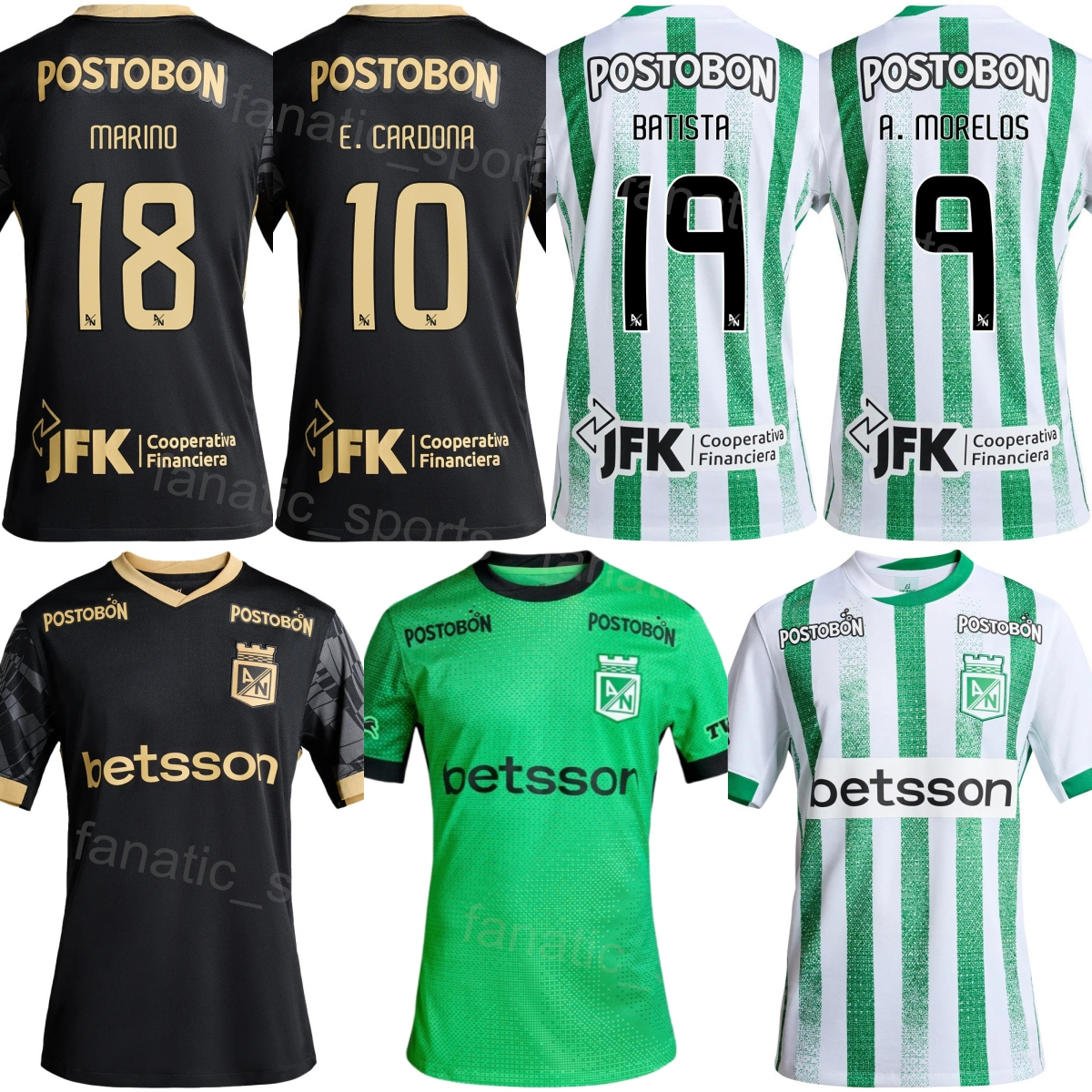 Club Mens Soccer Atletico Nacional Jerseys 19 Facundo Batista 18 Marino Hinestroza 9 Alfredo Morelos Edwin Cardona David Ospina Juan Zapata Football Shirt 2025/26
