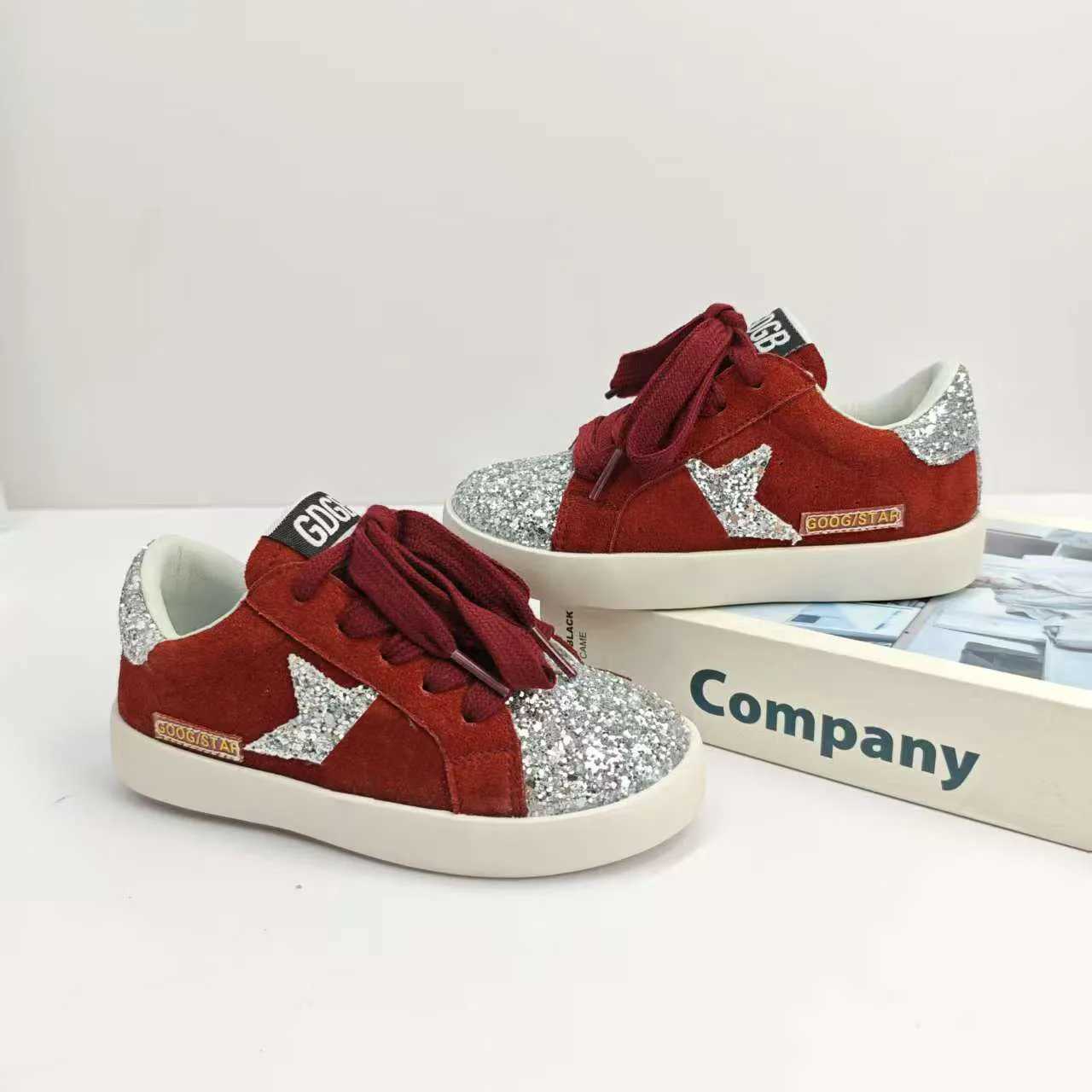 Spring Children Star Board Korean Fashion Girls Casual Shoes Boys Soft Soled Front Laceup Colorblocking Sequin Sneakers Y251011 XJ260303