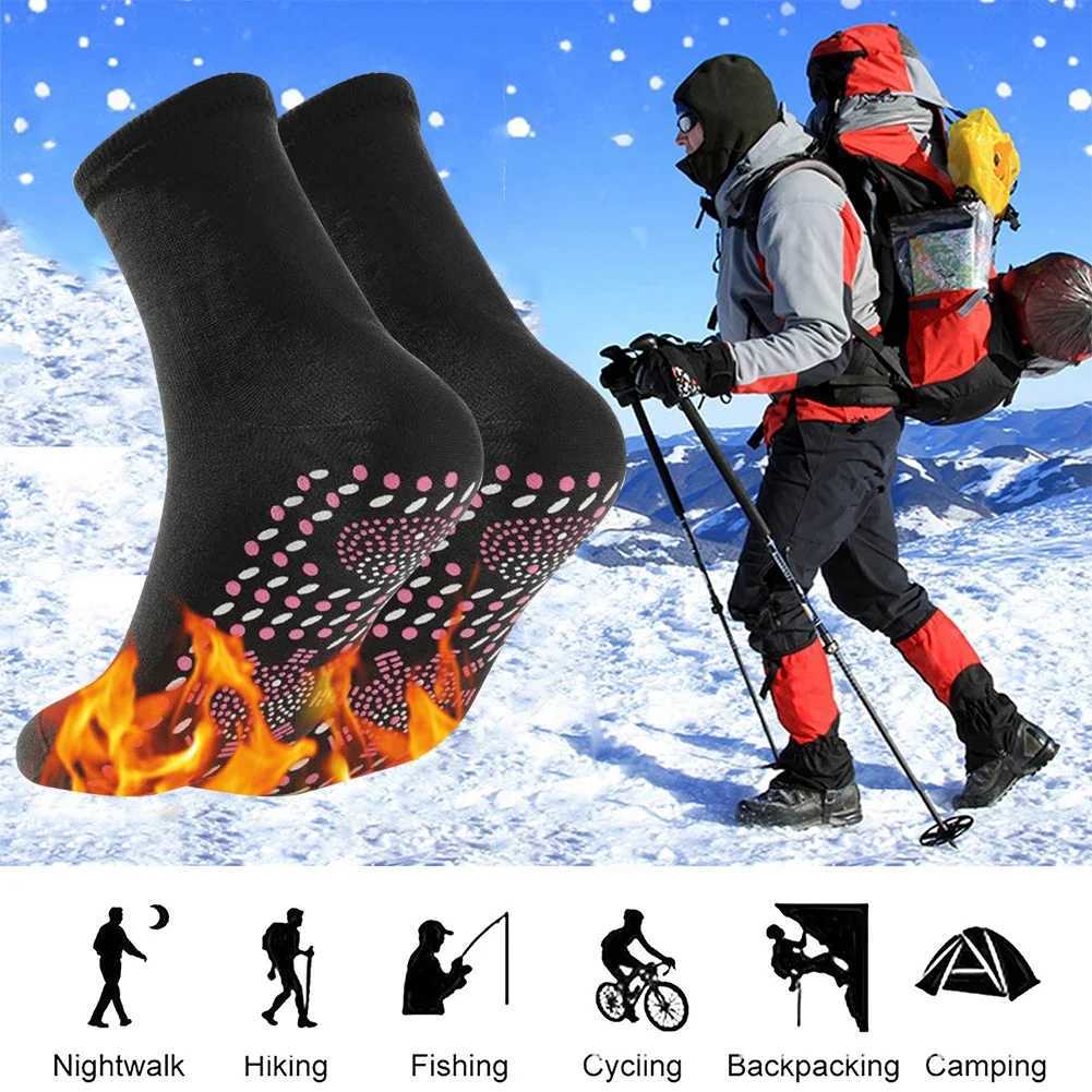 1pair Unisex Winter Warm SelfHeating Health Socks Pain Relief Outdoor AntiCold Therapy Magnetic Thermal Stockings MenWomenW251011