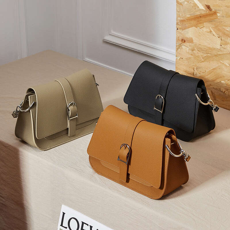 Luxury bag New Genuine Leather Women s Mom Ladies Commuter Simple Handbag Crossbody Saddle Bag