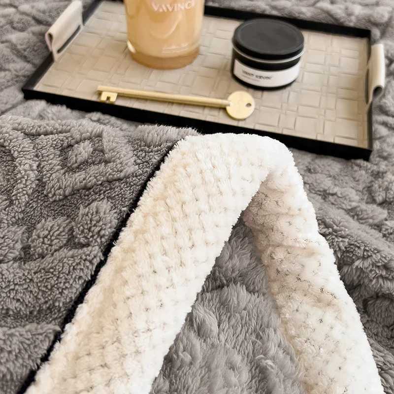 WASART Warm plush jacquard blanket for beds autumn winter fluffy coral fleece sofa throw blanket extra large thicken bed sheet Y251011