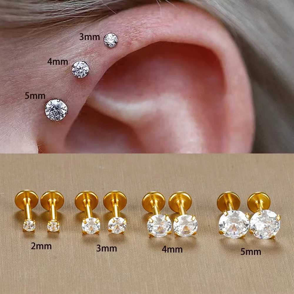 2PC Labret Tragus Stud Earrings 16G Surgical StainlESS Steel CZ Crystal Monroe Helix Cartialge Conch Lip BoDY Piercing X251011