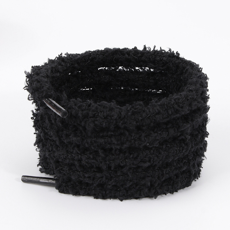 Fuzzy Fluffy Christmas Shoe Laces Cozzy Bootlaces Customized Solid Color Plush Double Layer Shoelaces