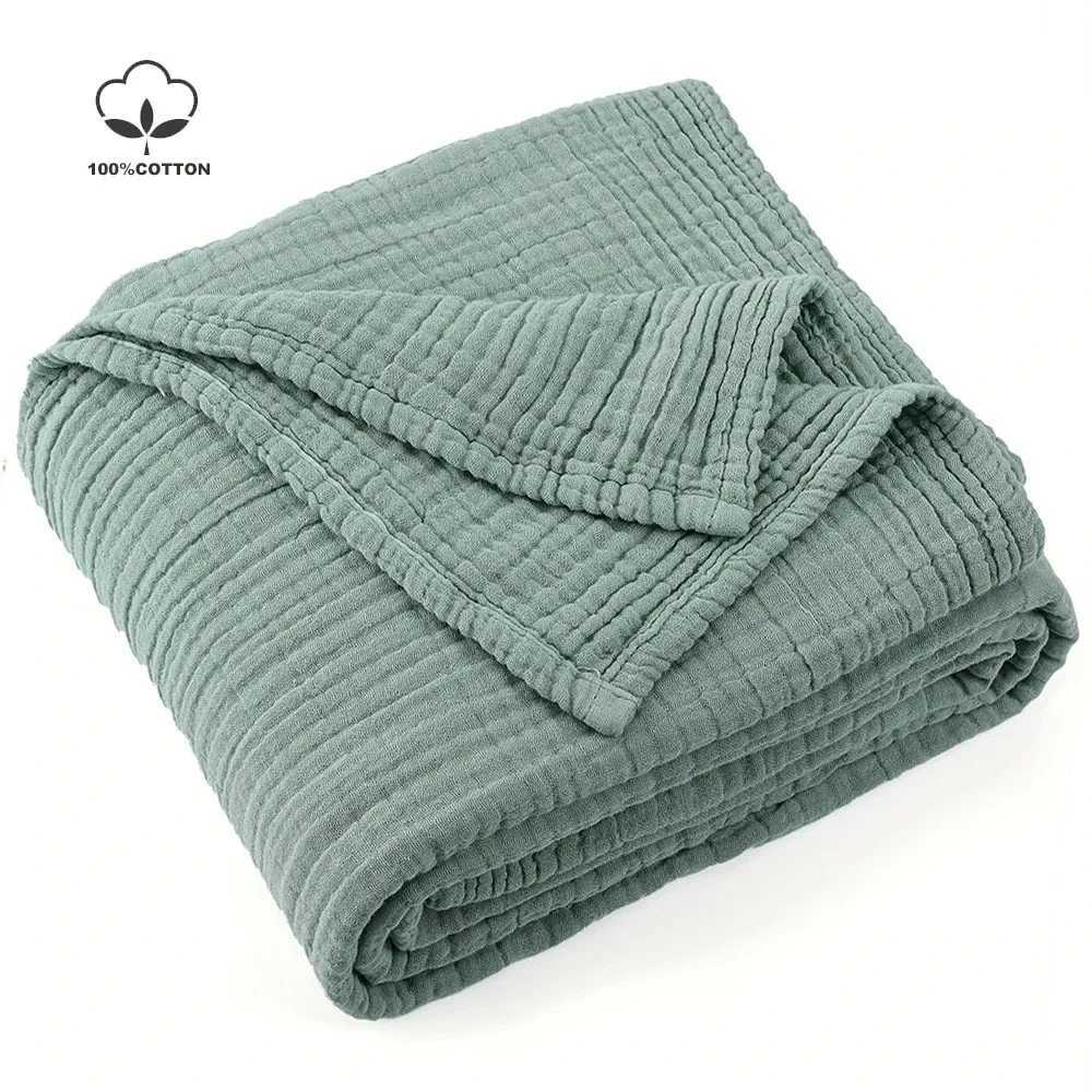 4Layers Autumn and Winter Gauze Throws for Bed Couch Soft Lightweight Breathable Linen Cotton Muslin Throw Blanket Bedspread C251011