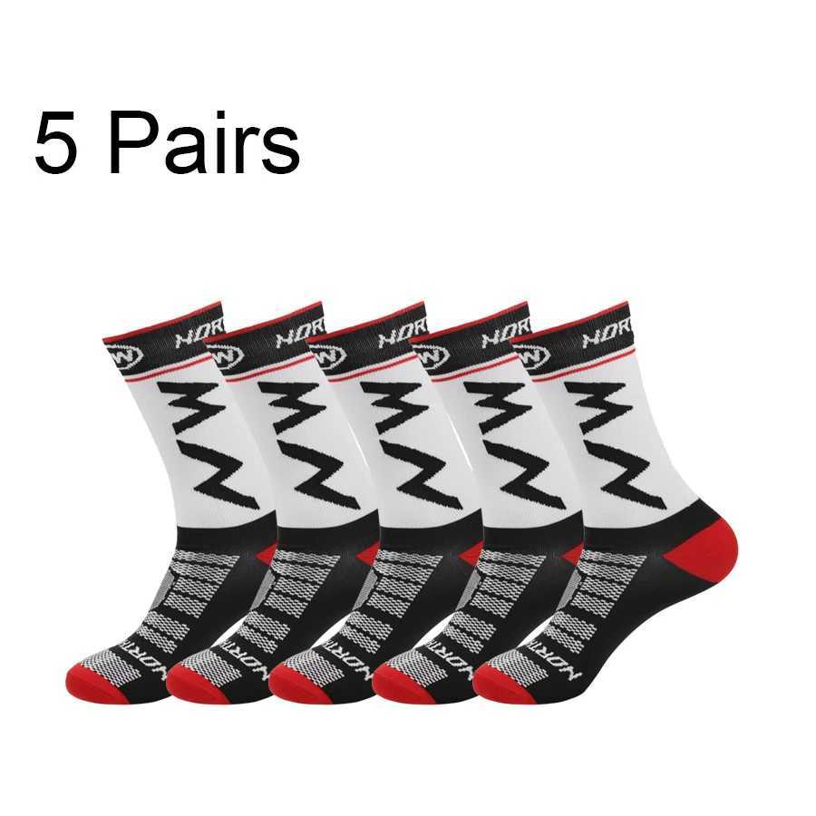 5 Pairs Outdoor Sports Socks Bicycle Socks Professional Football SocksTraining Basketball Socks Breathable And ComfortableW251011
